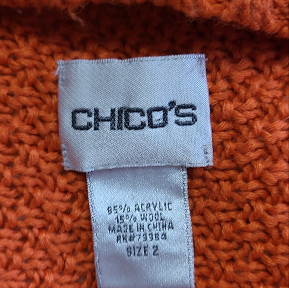 (1346) Chico's Woman's Long Sleeve Open Front Sweater, Size: 2 Color: Orange - Picture 7 of 16
